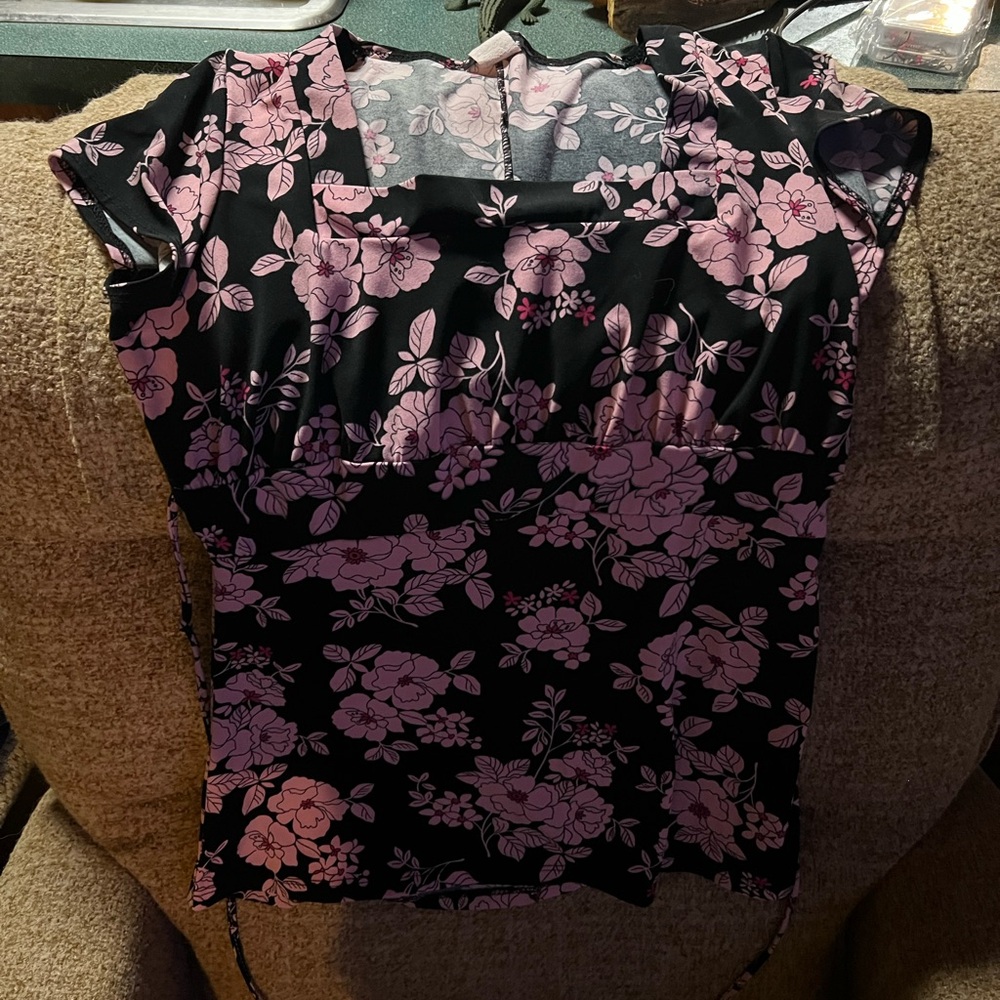 Not Rated Black and Pink Floral Blouse